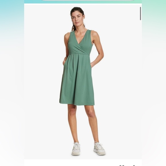 NWT Eddie Bauer Aster 7 Days crossover dark  seafoam green Dress Large L pockets - Picture 1 of 12